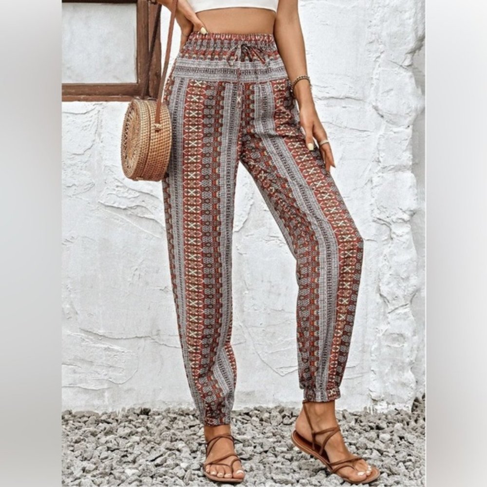 Boho Tie Front Carrot Pants